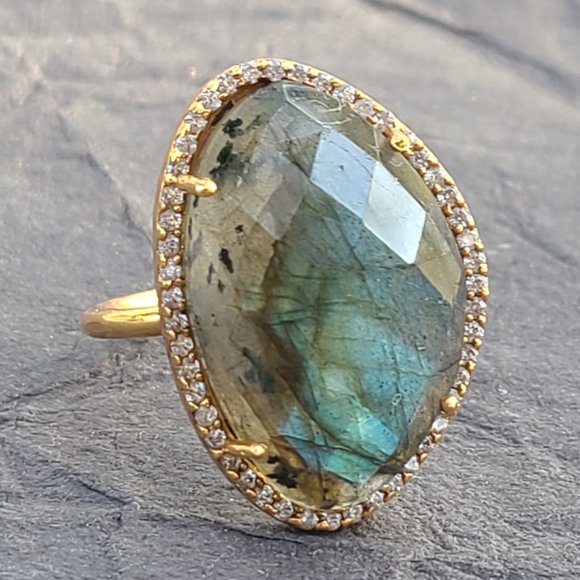 No brand Jewelry - Labradorite ring size 9-Sterling silver-Gold plated